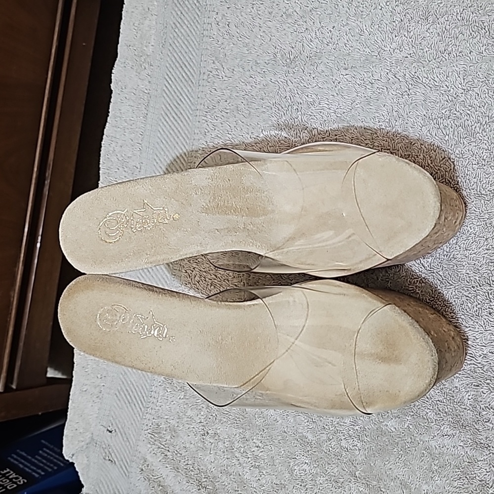 Pleaser platform beau cork clear sz 11